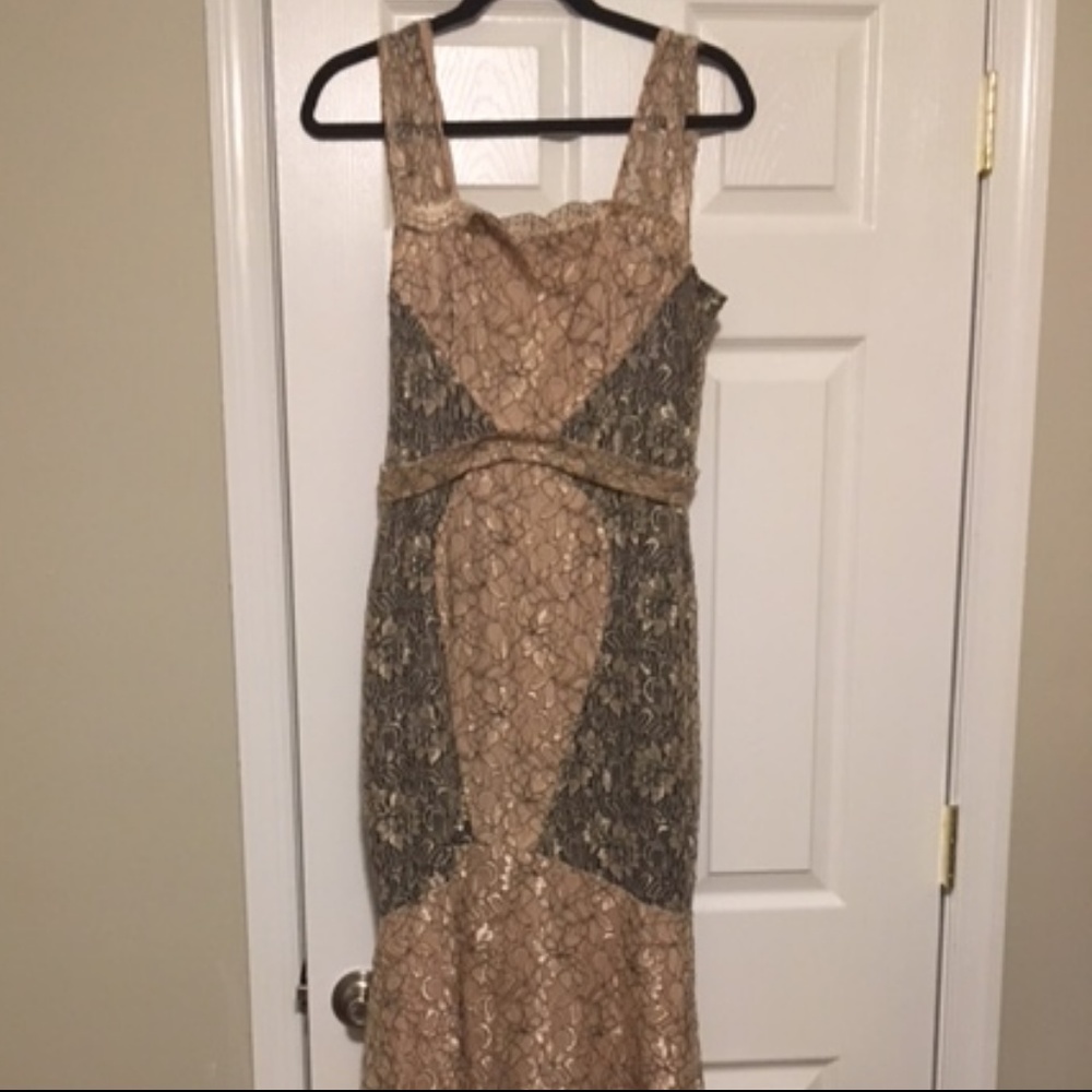 Gold and Brown Lace Gown